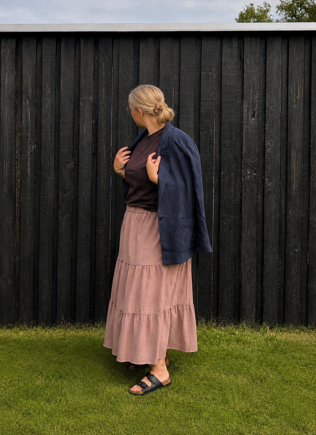 Vintage mørkeblå blazer – str. 40