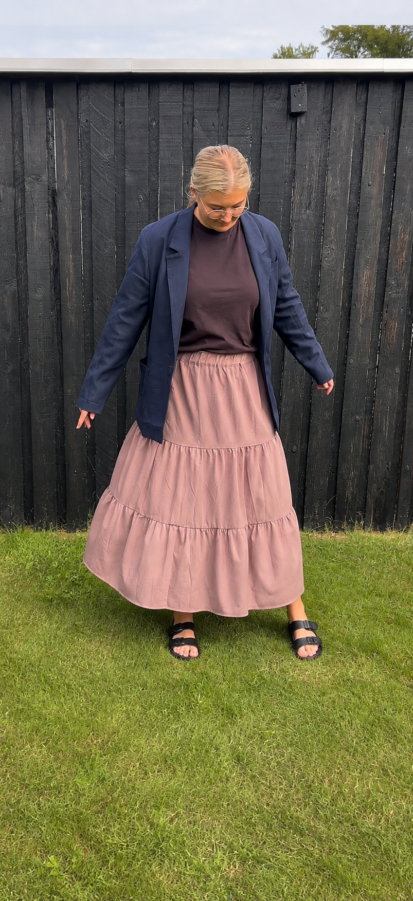Vintage mørkeblå blazer – str. 40