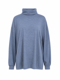 Grå/blå bluse med rullekrave - str- XL