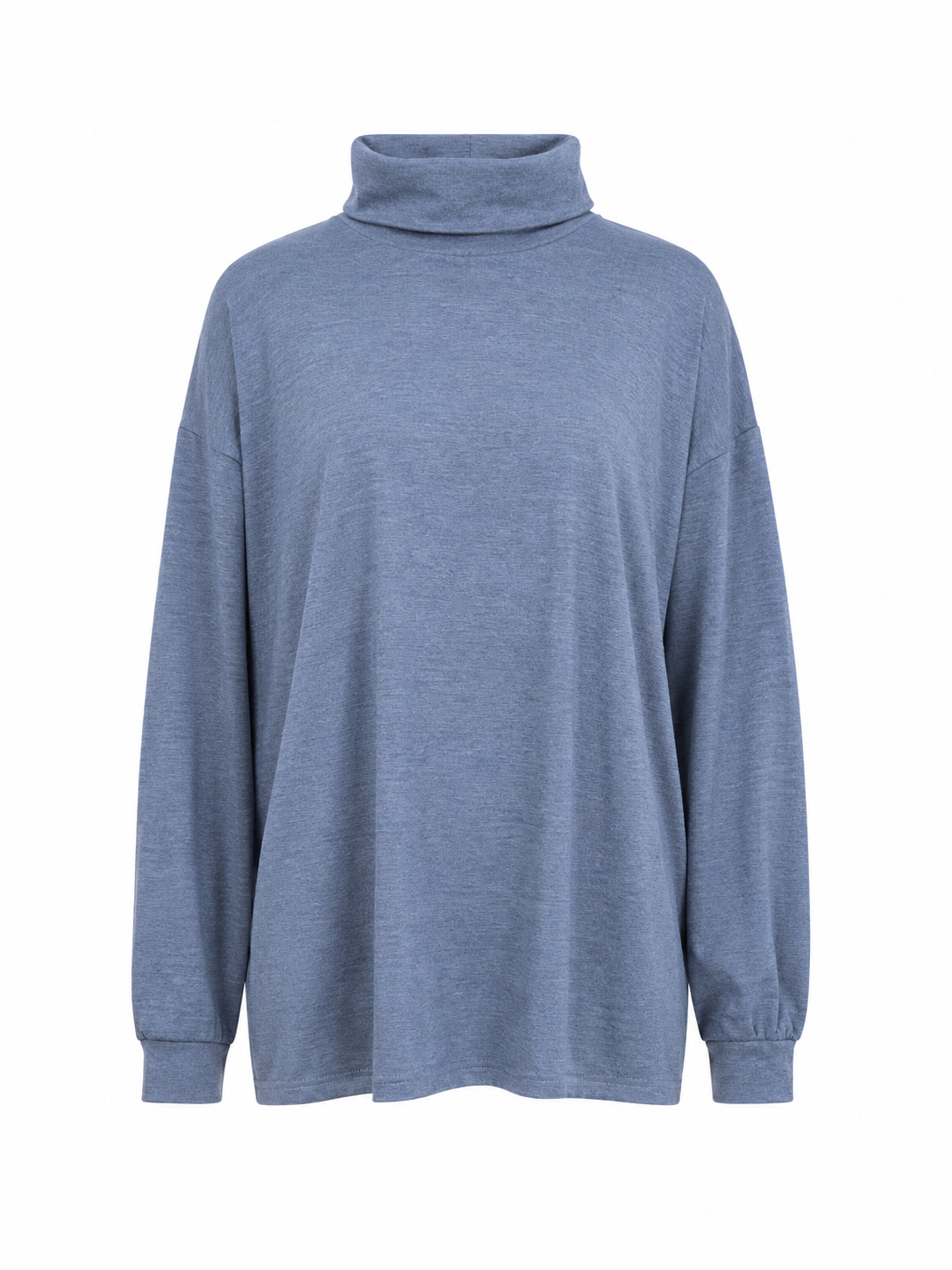 Grå/blå bluse med rullekrave - str- XL