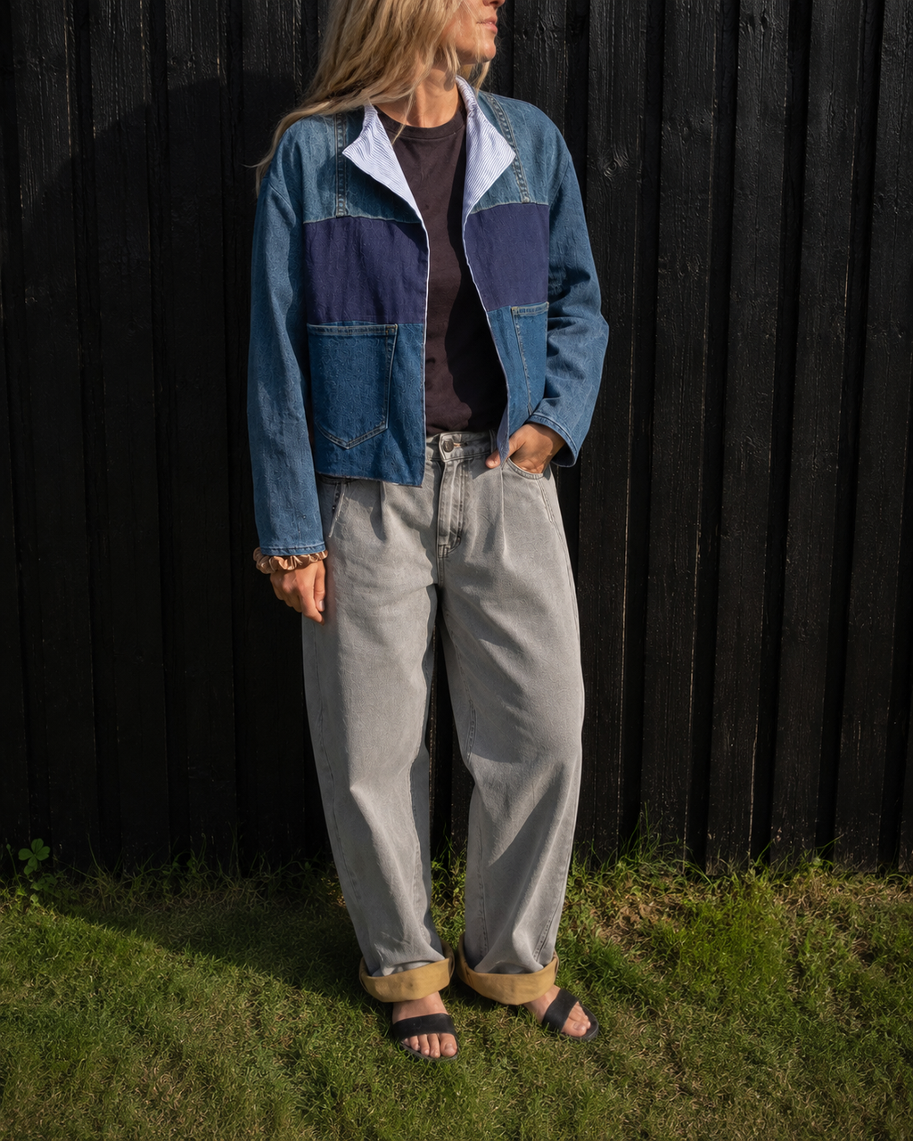 Unik upcycled denimjakke – One Size