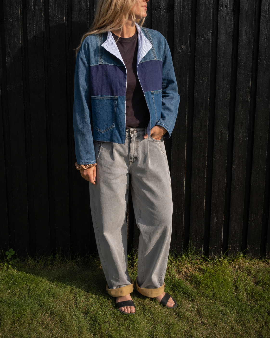 Unik upcycled denimjakke – One Size