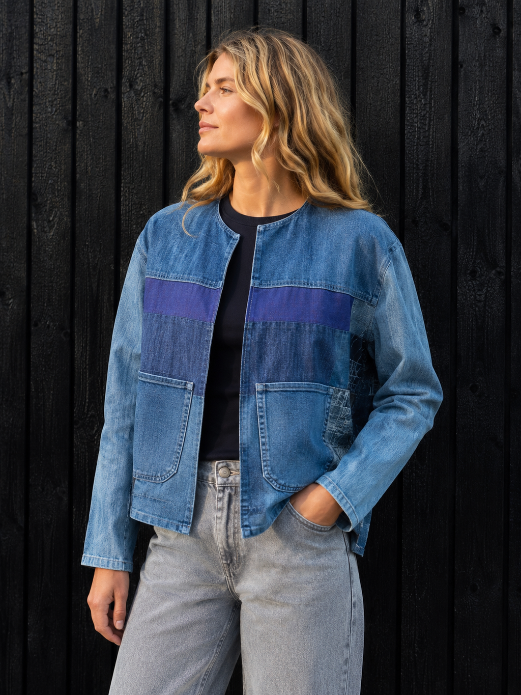 Unik upcycled denimjakke – One Size