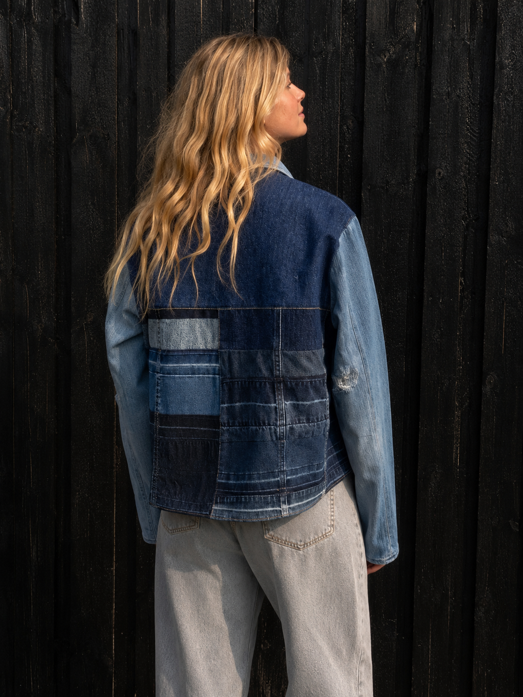 Unik upcycled denimjakke – One Size