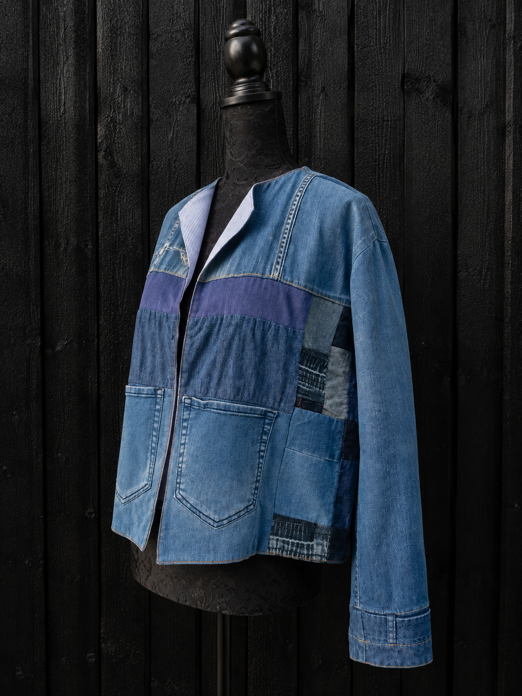 Unik upcycled denimjakke – One Size