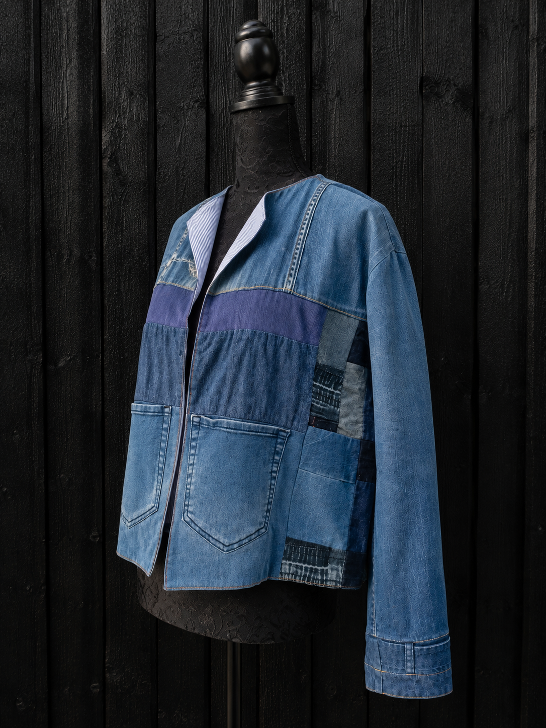 Unik upcycled denimjakke – One Size