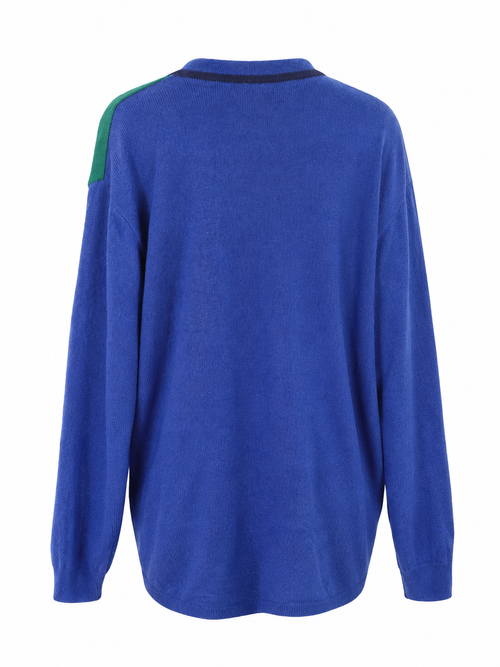 Blå & grøn vintage striktrøje – str 5XL