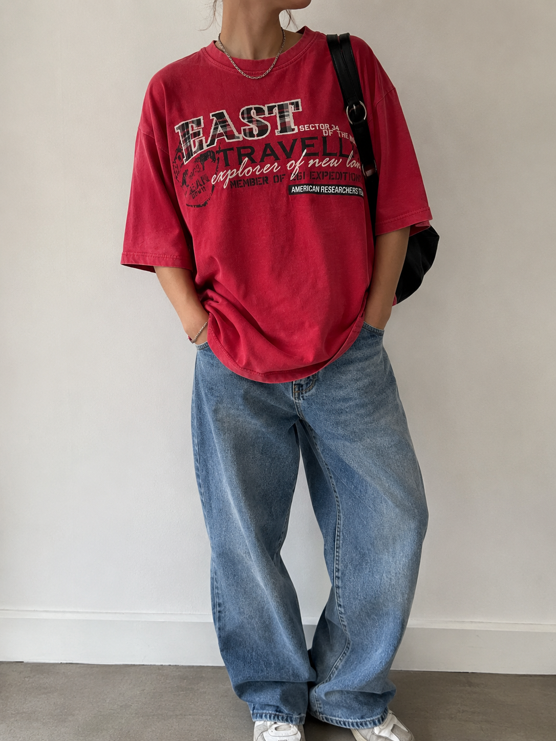 Rød oversized T-shirt - Str 48