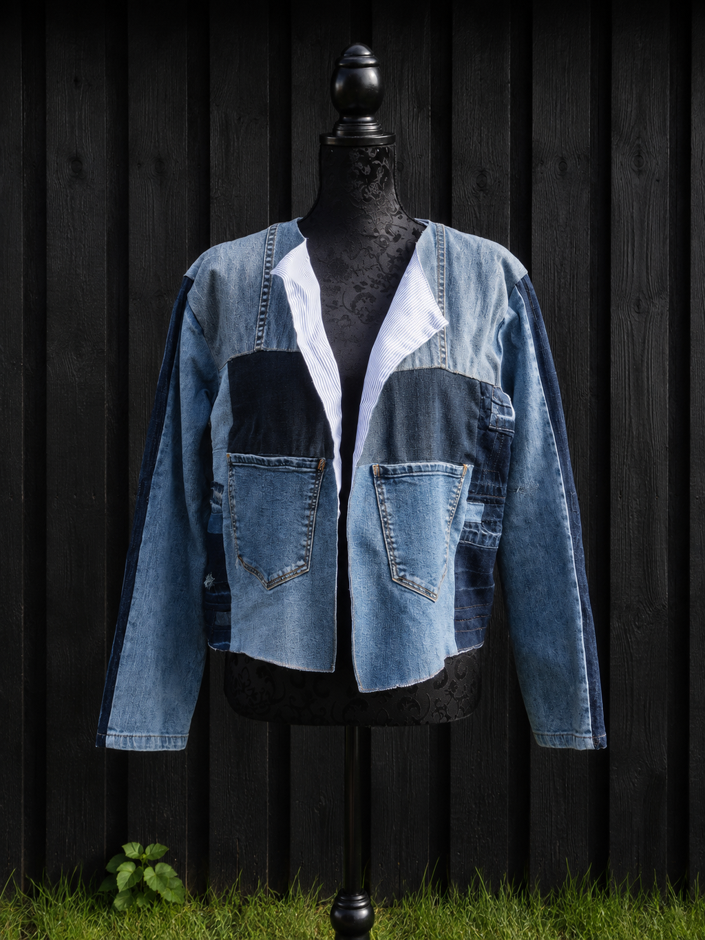 Unik upcycled denimjakke – One Size
