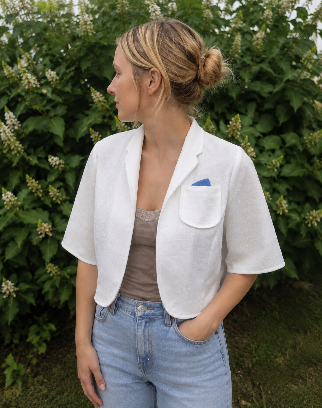 Vintage hvid blazer – str. 38